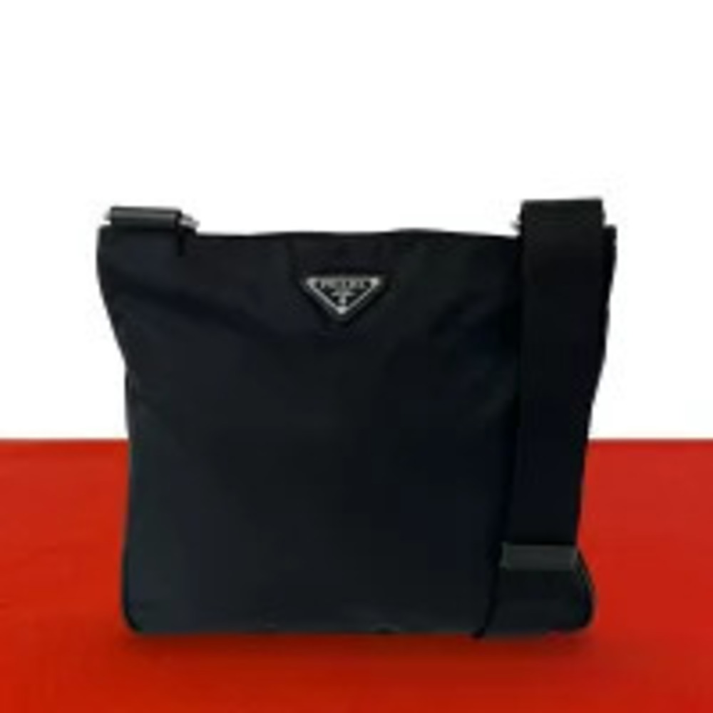 Prada Vela Leather 2Way Tote Shoulder Bag Black